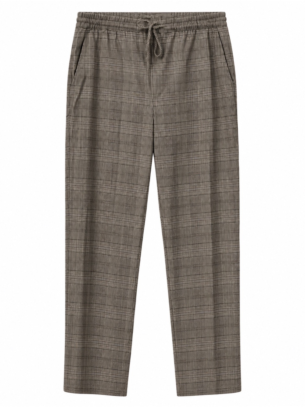 Banana Republic Plaid Pull-On Drawstring Trouser - Black/Grey Plaid, Size M